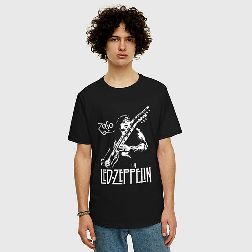 Мужская футболка оверсайз Led Zeppelin / Черный – фото 3
