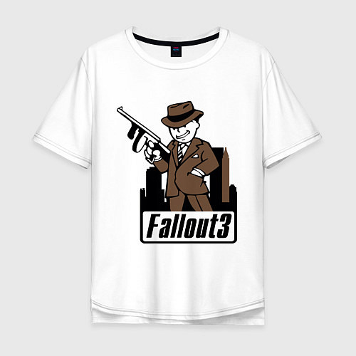 Мужская футболка оверсайз Fallout Man with gun / Белый – фото 1
