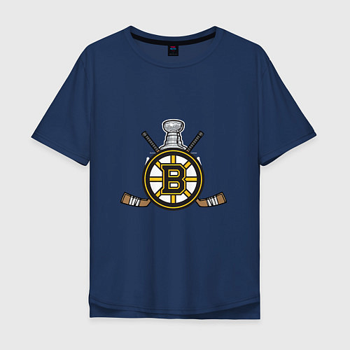 Мужская футболка оверсайз Boston Bruins Hockey / Тёмно-синий – фото 1