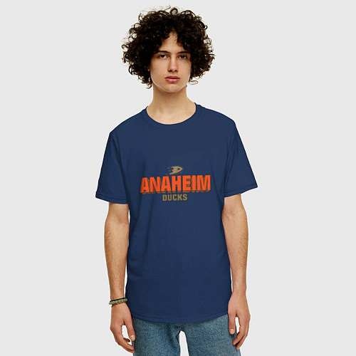 Мужская футболка оверсайз Anaheim Ducks / Тёмно-синий – фото 3