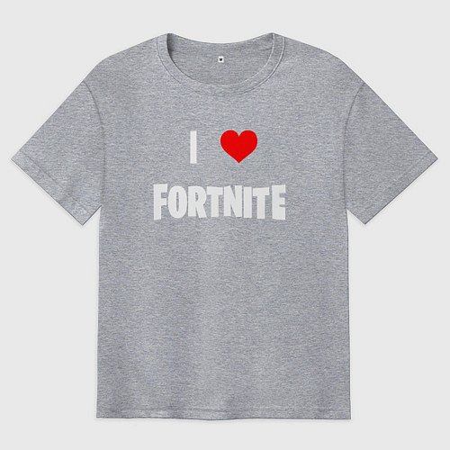 Мужская футболка оверсайз I love Fortnite / Меланж – фото 1