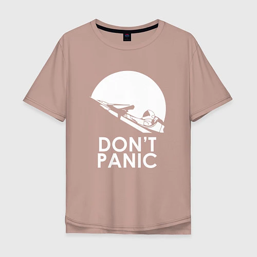 Мужская футболка оверсайз Elon: Don't Panic / Пыльно-розовый – фото 1
