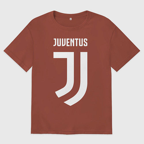 Мужская футболка оверсайз FC Juventus / Кирпичный – фото 1