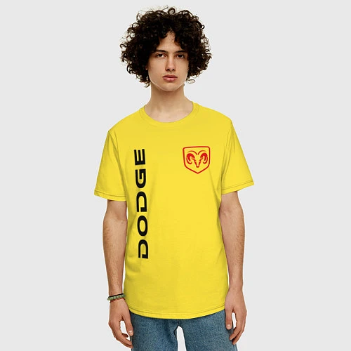 Мужская футболка оверсайз Dodge Style / Желтый – фото 3