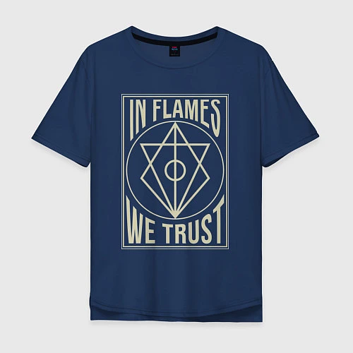 Мужская футболка оверсайз In Flames: We Trust / Тёмно-синий – фото 1
