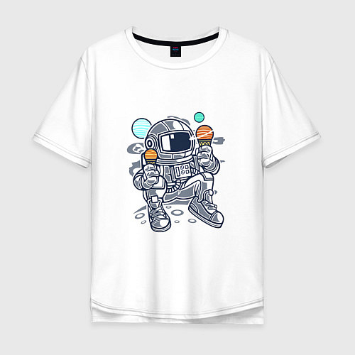 Мужская футболка оверсайз Космонавт-сладкоежка / Белый – фото 1