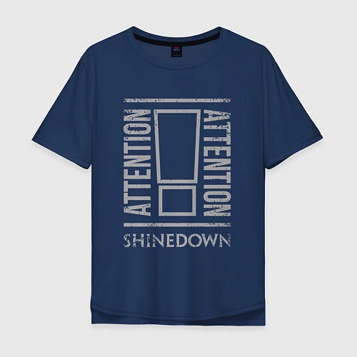 Мужская футболка оверсайз Attention Shinedown / Тёмно-синий – фото 1
