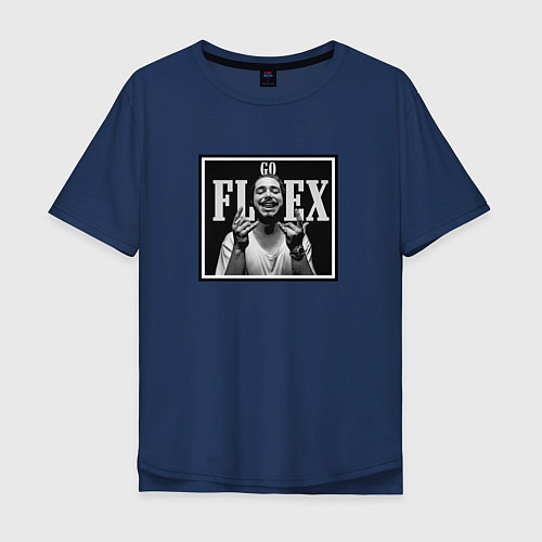 Мужская футболка оверсайз Post Malone: Go Flex / Тёмно-синий – фото 1