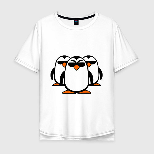 Мужская футболка оверсайз Банда пингвинов / Белый – фото 1