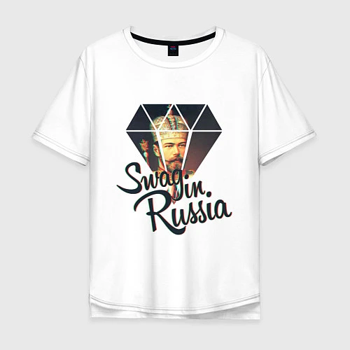 Мужская футболка оверсайз SWAG in Russia / Белый – фото 1