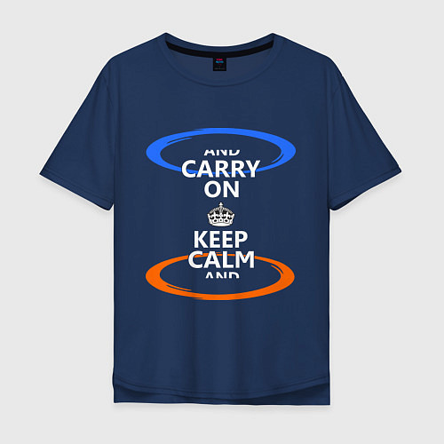 Мужская футболка оверсайз Keep Calm & Portal / Тёмно-синий – фото 1