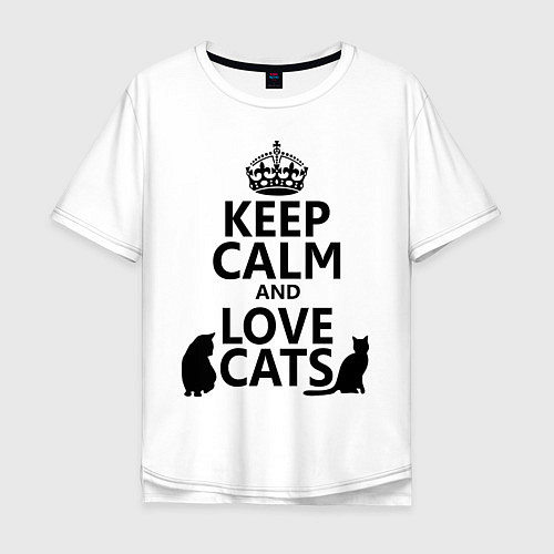 Мужская футболка оверсайз Keep Calm & Love Cats / Белый – фото 1