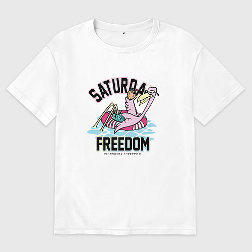 Мужская футболка оверсайз Saturday Freedom / Белый – фото 1