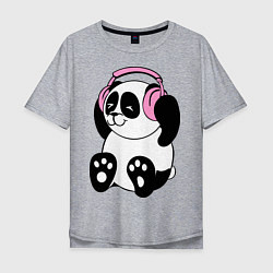 Мужская футболка оверсайз Panda in headphones панда в наушниках