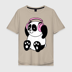 Мужская футболка оверсайз Panda in headphones панда в наушниках