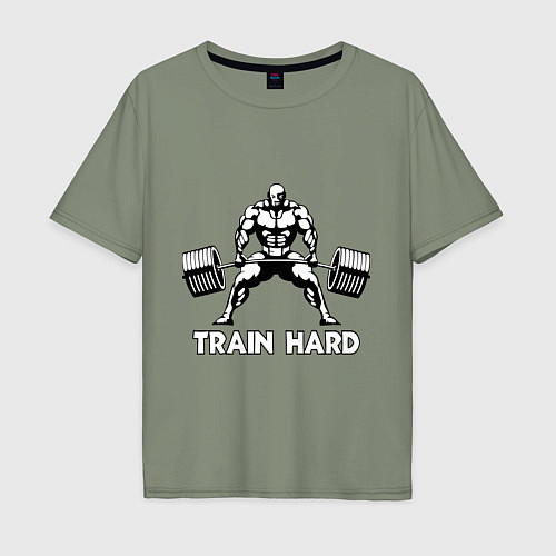 Мужская футболка оверсайз Train hard тренируйся усердно / Авокадо – фото 1