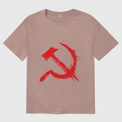 Футболка оверсайз мужская Cерп и молот, цвет: пыльно-розовый