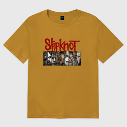 Футболка оверсайз мужская Slipknot Faces, цвет: горчичный