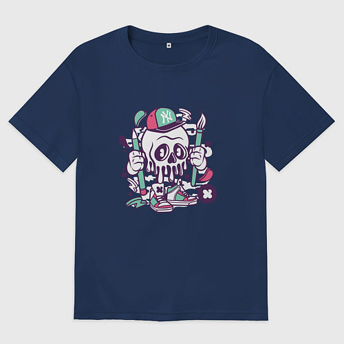 Мужская футболка оверсайз Уличный художник / Тёмно-синий – фото 1