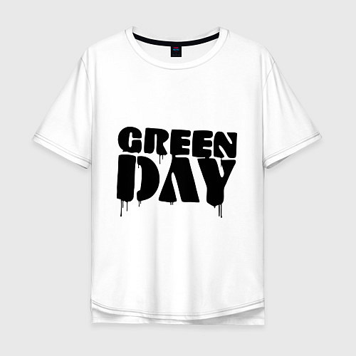 Мужская футболка оверсайз Greeen Day: spray style / Белый – фото 1