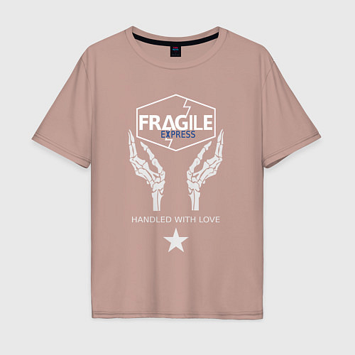 Мужская футболка оверсайз Fragile Express / Пыльно-розовый – фото 1