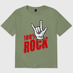 Футболка оверсайз мужская 100% Rock, цвет: авокадо