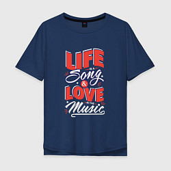 Мужская футболка оверсайз Life Song & Love Music