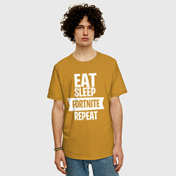 Футболка оверсайз мужская Eat Sleep Fortnite Repeat, цвет: горчичный — фото 2