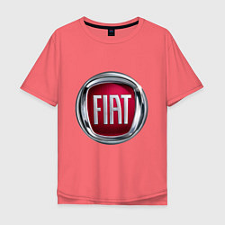 Футболка оверсайз мужская FIAT logo, цвет: коралловый