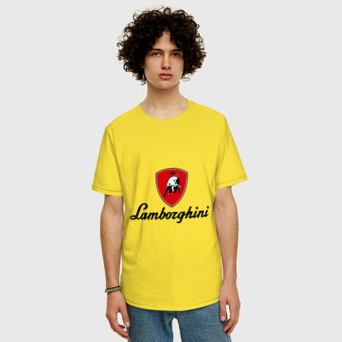 Мужская футболка оверсайз Logo lamborghini / Желтый – фото 3