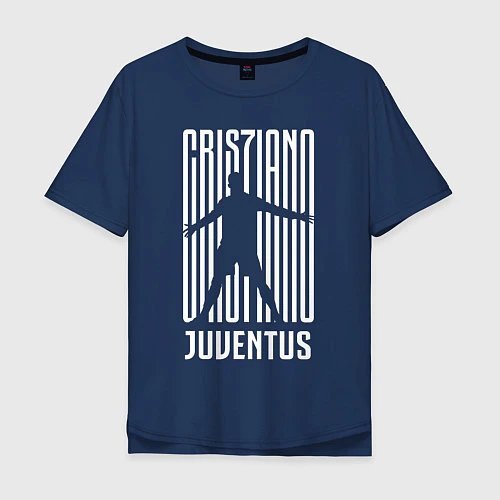 Мужская футболка оверсайз Cris7iano Juventus / Тёмно-синий – фото 1