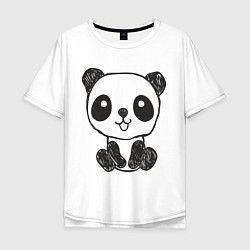 Футболка оверсайз мужская Малыш панда, цвет: белый