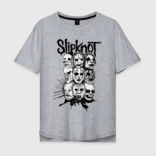 Мужская футболка оверсайз Slipknot Faces / Меланж – фото 1