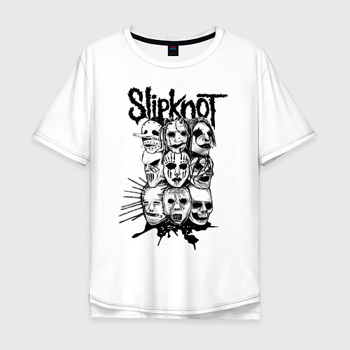 Мужская футболка оверсайз Slipknot Faces / Белый – фото 1