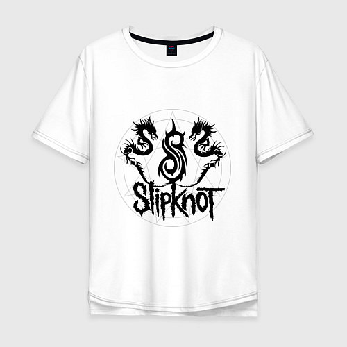 Мужская футболка оверсайз Slipknot Dragons / Белый – фото 1