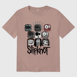 Футболка оверсайз мужская Slipknot Masks, цвет: пыльно-розовый