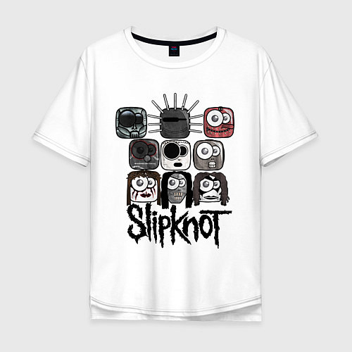 Мужская футболка оверсайз Slipknot Masks / Белый – фото 1