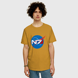 Футболка оверсайз мужская NASA N7, цвет: горчичный — фото 2