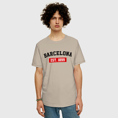 Мужская футболка оверсайз FC Barcelona Est. 1899 / Миндальный – фото 3