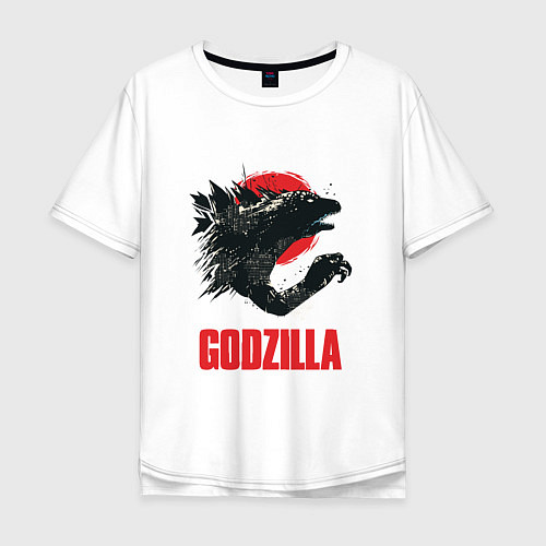 Мужская футболка оверсайз Godzilla: Red Sun / Белый – фото 1