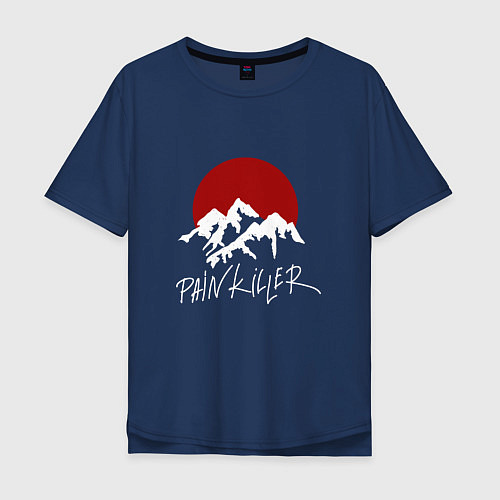 Мужская футболка оверсайз Painkiller Mountain / Тёмно-синий – фото 1