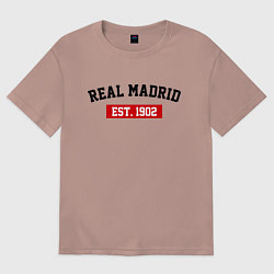 Футболка оверсайз мужская FC Real Madrid Est. 1902, цвет: пыльно-розовый