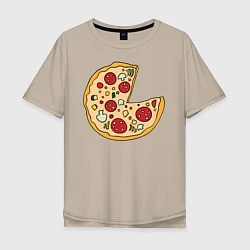 Футболка оверсайз мужская Пицца парная, цвет: миндальный