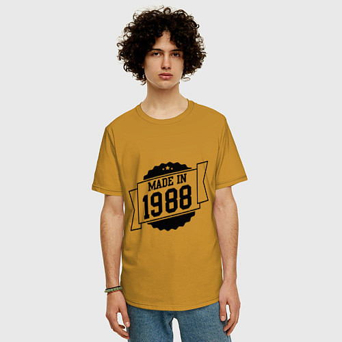 Мужская футболка оверсайз Made in 1988 / Горчичный – фото 3