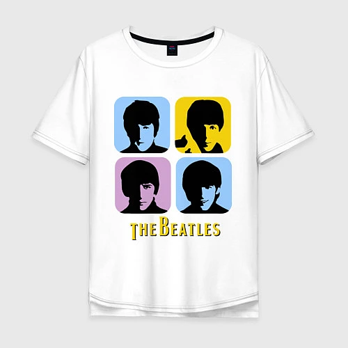 Мужская футболка оверсайз The Beatles: pop-art / Белый – фото 1
