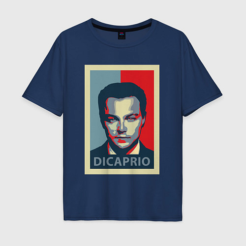 Мужская футболка оверсайз DiCaprio Art / Тёмно-синий – фото 1