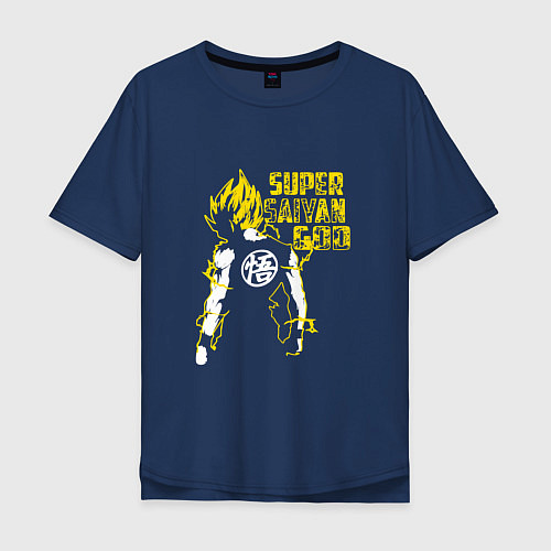 Мужская футболка оверсайз Super Saiyan God: Yellow / Тёмно-синий – фото 1