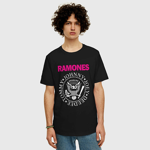 Мужская футболка оверсайз Ramones Boyband / Черный – фото 3