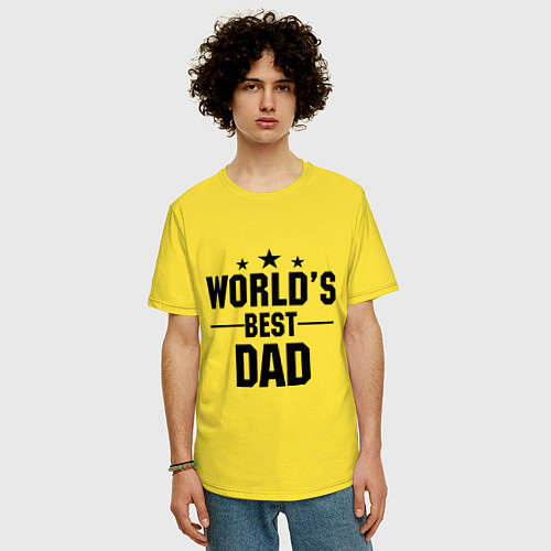 Мужская футболка оверсайз Worlds best DADDY / Желтый – фото 3