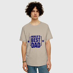 Футболка оверсайз мужская Worlds best dad, цвет: миндальный — фото 2